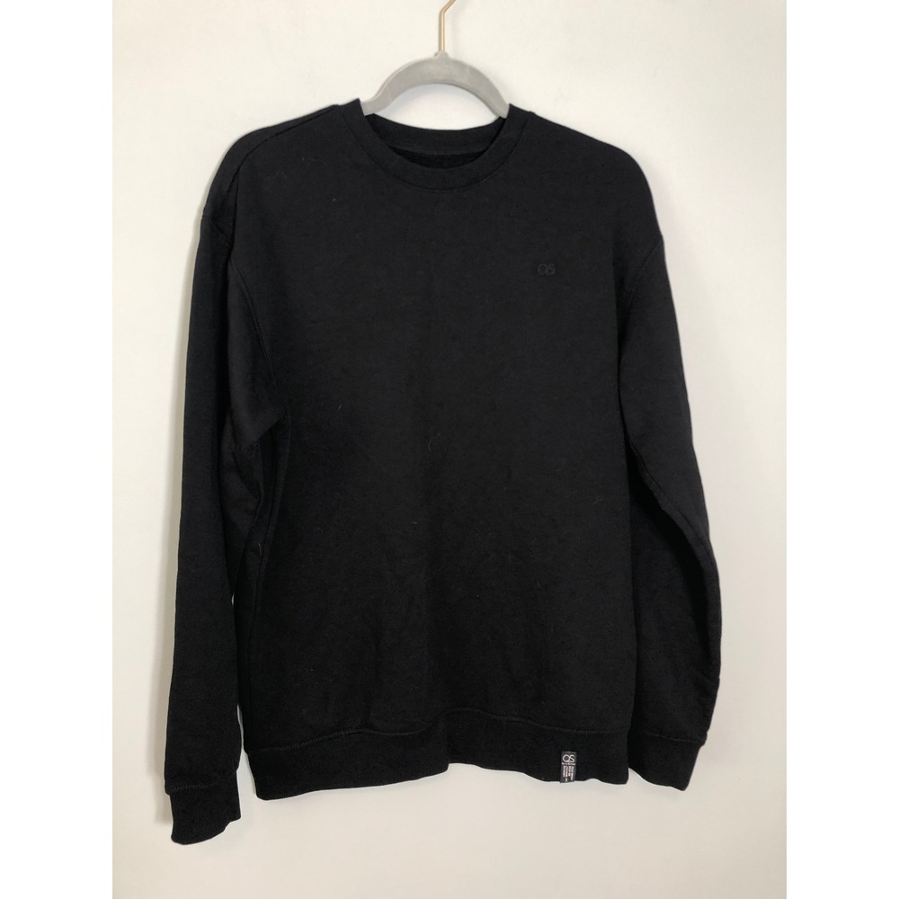 QS by s.Oliver Sweatshirt Women Medium Black Crewneck Fleece Pullover Logo
